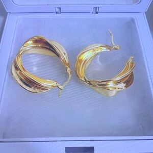 Lustrous Gold Twisted Hoop Earrings